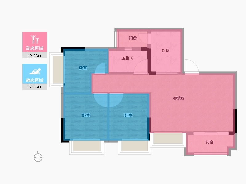 广东省-广州市-雅居乐万科热橙-68.00-户型库-动静分区