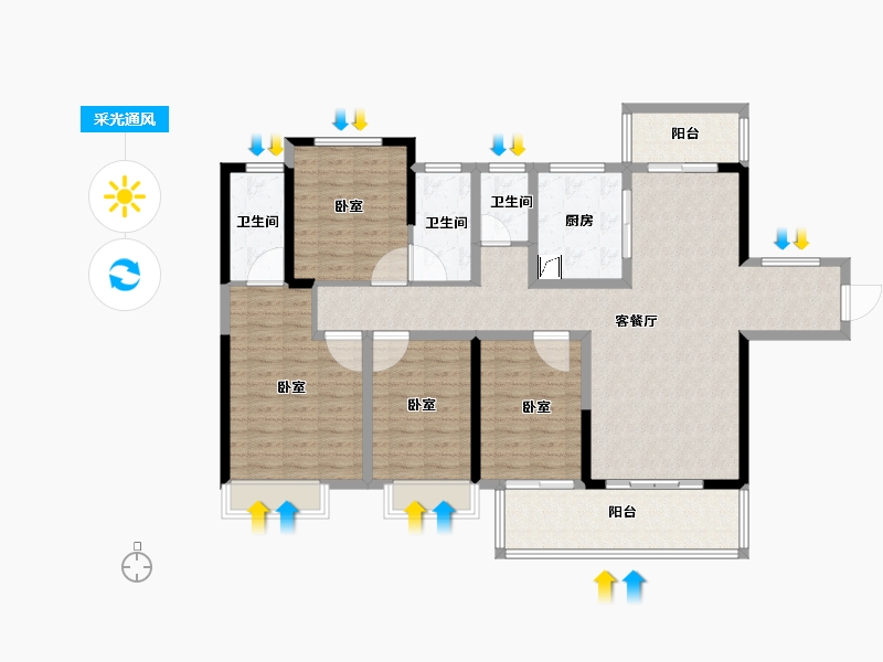 湖南省-郴州市-长房金宸府-133.58-户型库-采光通风