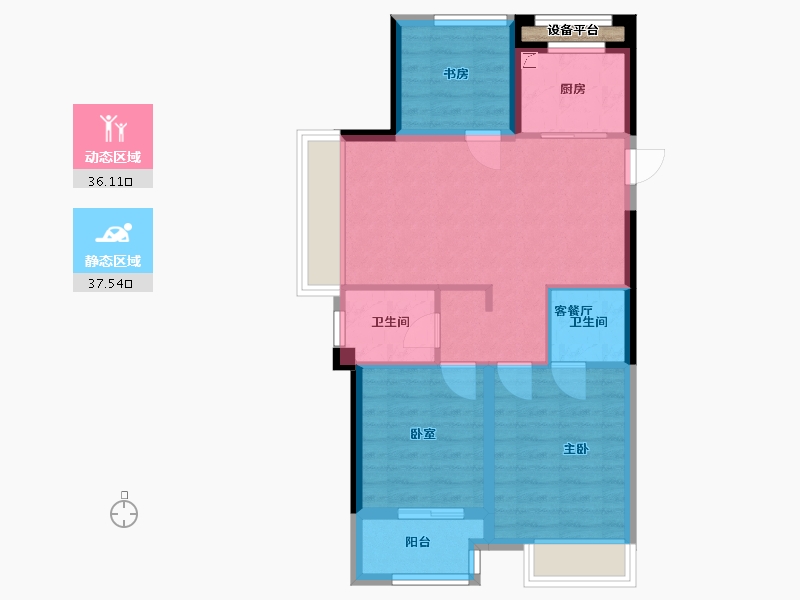 浙江省-嘉兴市-融创海越府-66.40-户型库-动静分区