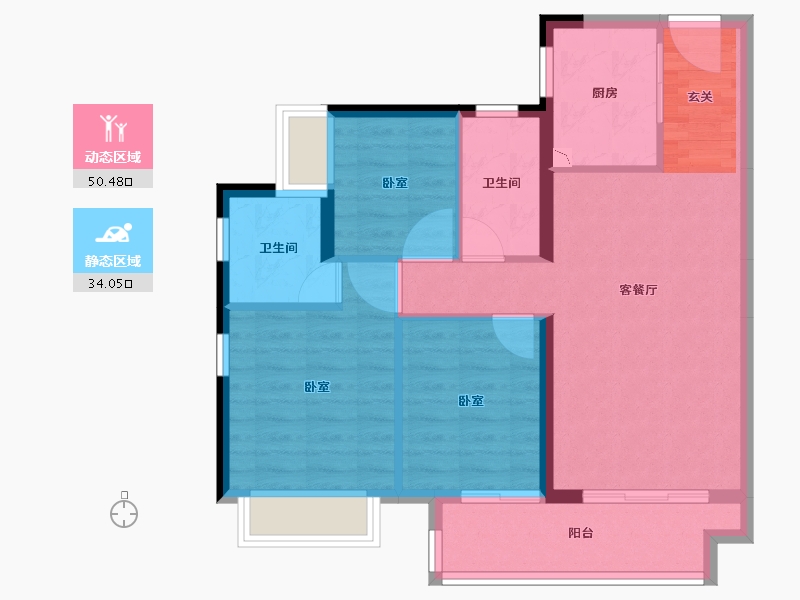 广东省-广州市-融创书院豪庭-75.78-户型库-动静分区