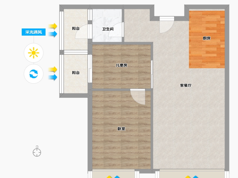 广东省-广州市-盈港国际-69.97-户型库-采光通风