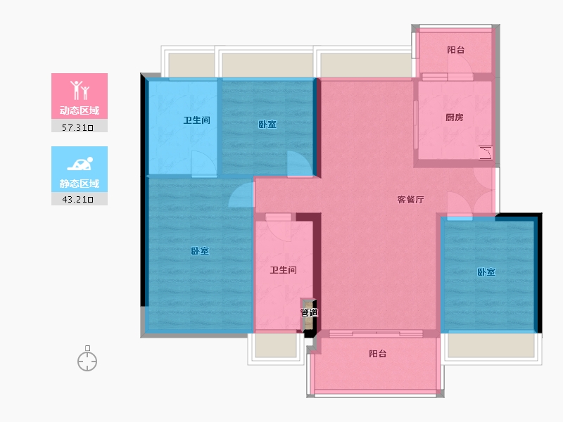 广东省-广州市-新世界天逸-90.14-户型库-动静分区