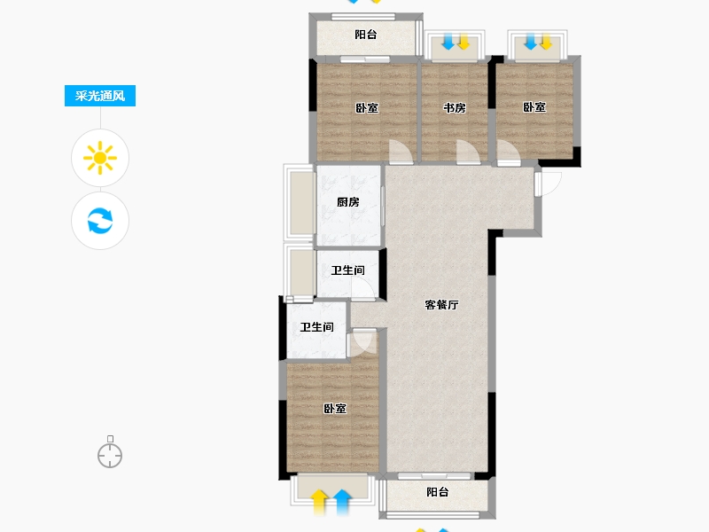 湖北省-武汉市-阳逻金茂悦-98.15-户型库-采光通风