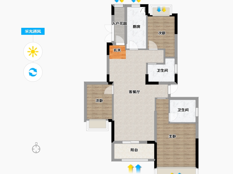 湖南省-常德市-汉寿恒大御府-98.32-户型库-采光通风