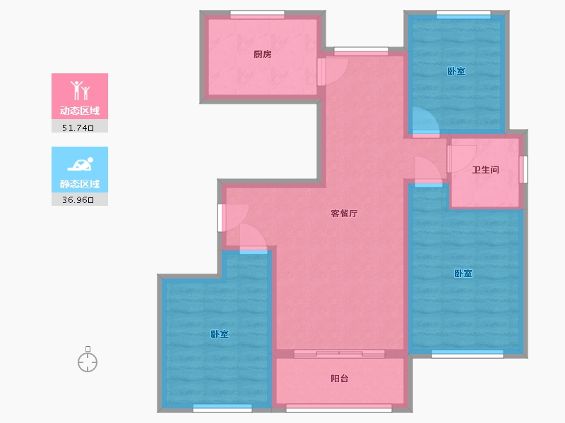 山东省-淄博市-鸿泰花漾城-78.60-户型库-动静分区