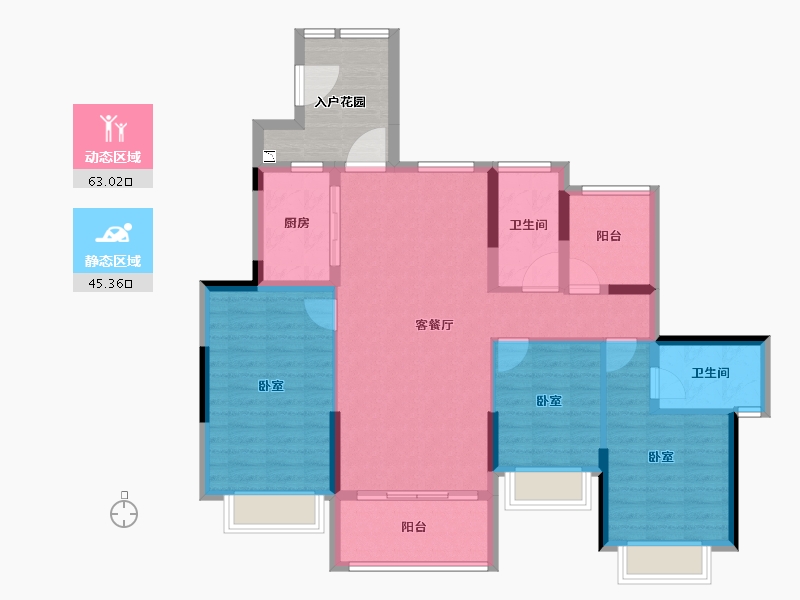 广东省-深圳市-金裕星河丹堤-105.26-户型库-动静分区