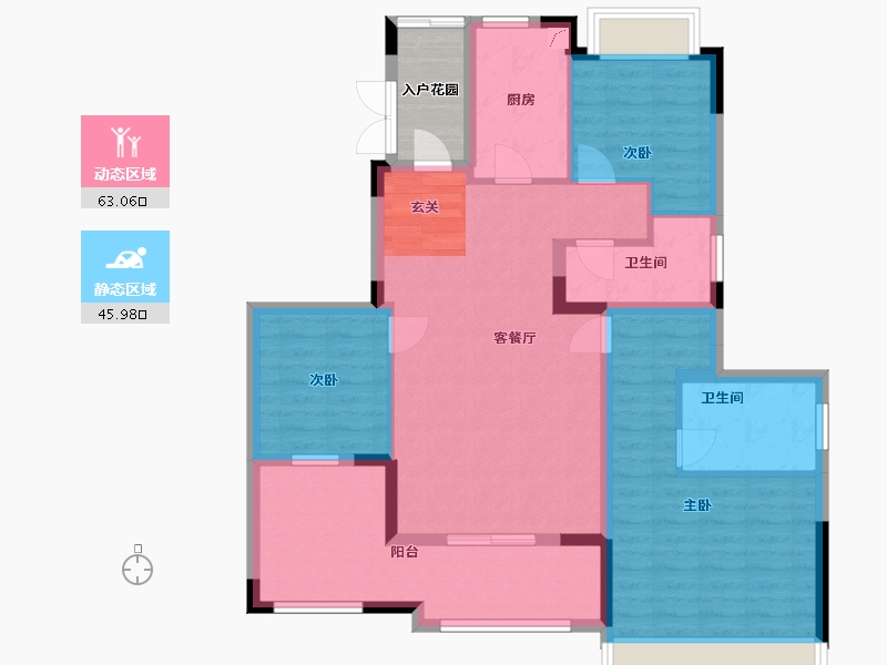 湖南省-常德市-汉寿恒大御府-102.41-户型库-动静分区