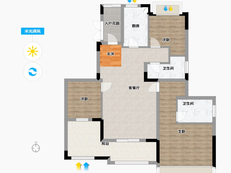 湖南省-常德市-汉寿恒大御府-102.41-户型库-采光通风