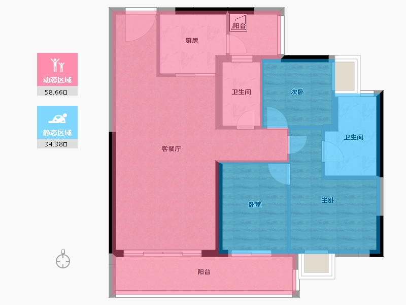 广东省-阳江市-敏捷云锦华府-82.75-户型库-动静分区