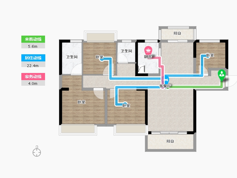 湖南省-郴州市-长房金宸府-113.58-户型库-动静线