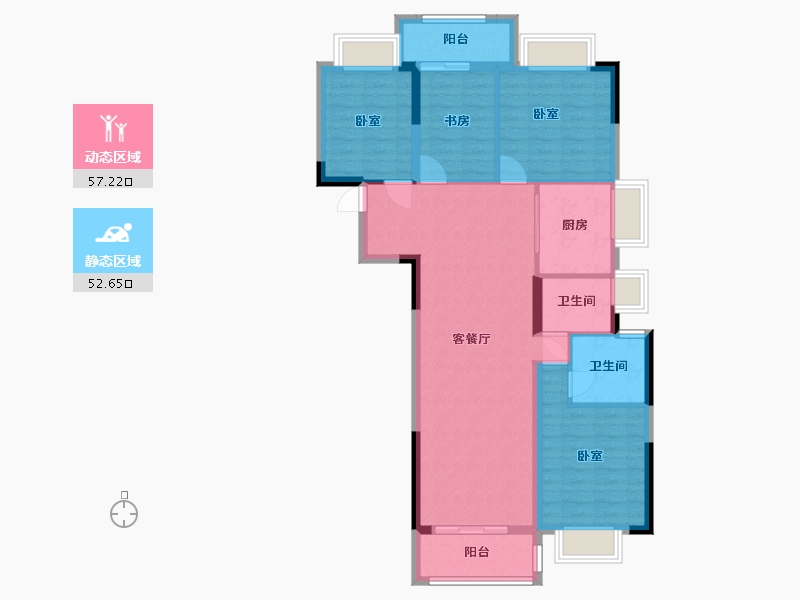 湖北省-武汉市-阳逻金茂悦-98.86-户型库-动静分区