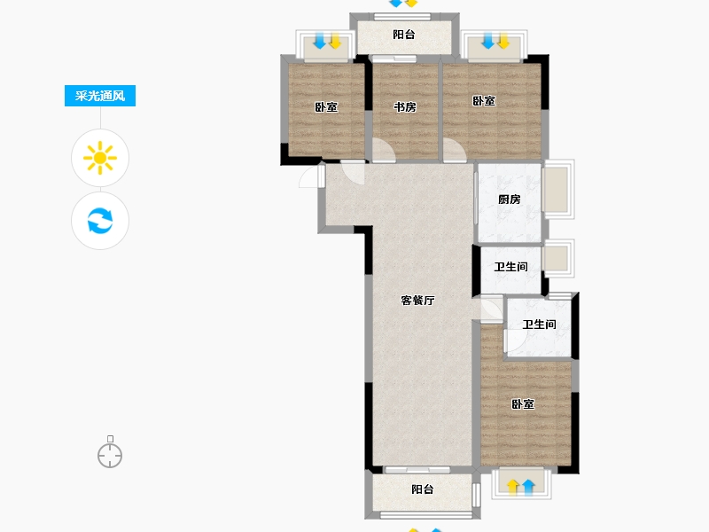 湖北省-武汉市-阳逻金茂悦-98.86-户型库-采光通风