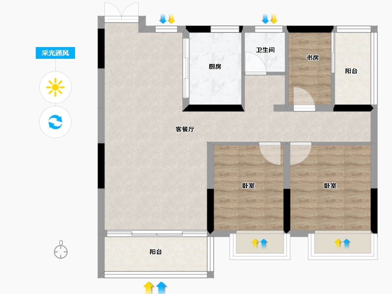 湖南省-郴州市-湖南建工东玺台-73.02-户型库-采光通风