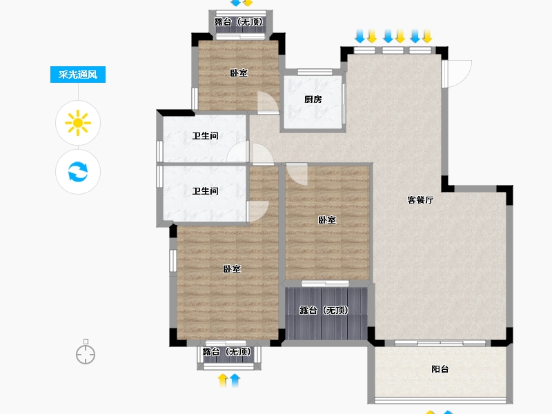 湖南省-长沙市-电建地产星湖湾-123.83-户型库-采光通风