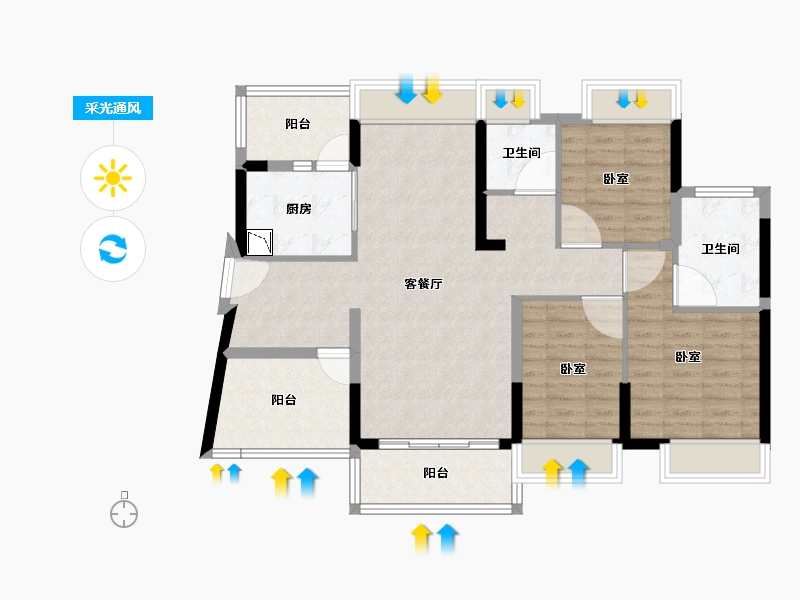 广东省-深圳市-香莎公馆-98.43-户型库-采光通风