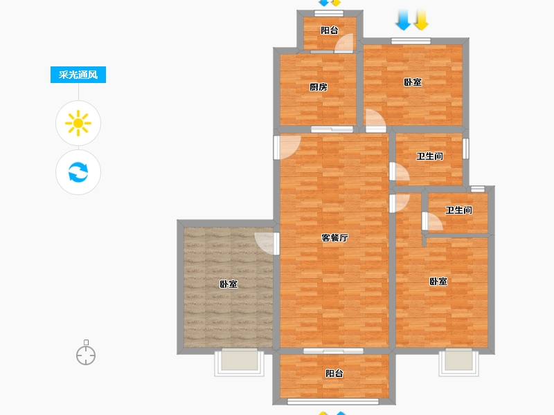 河南省-开封市-美居·红枫御景-106.00-户型库-采光通风