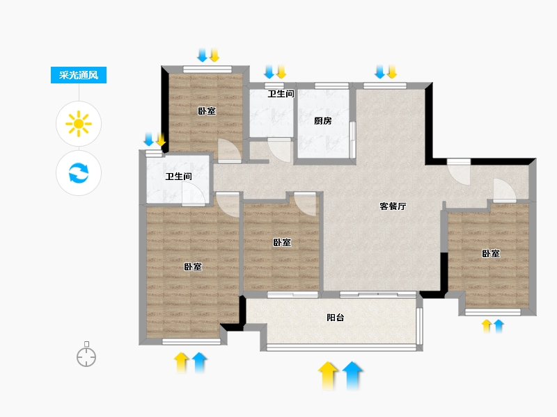 福建省-福州市-连江建发双玺书香府-102.21-户型库-采光通风