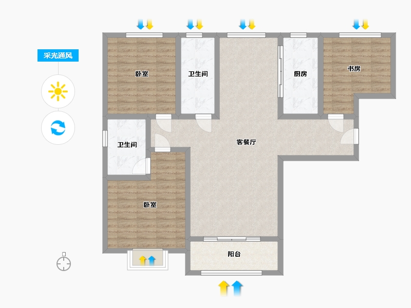 山东省-淄博市-创业齐韵韶苑-111.49-户型库-采光通风