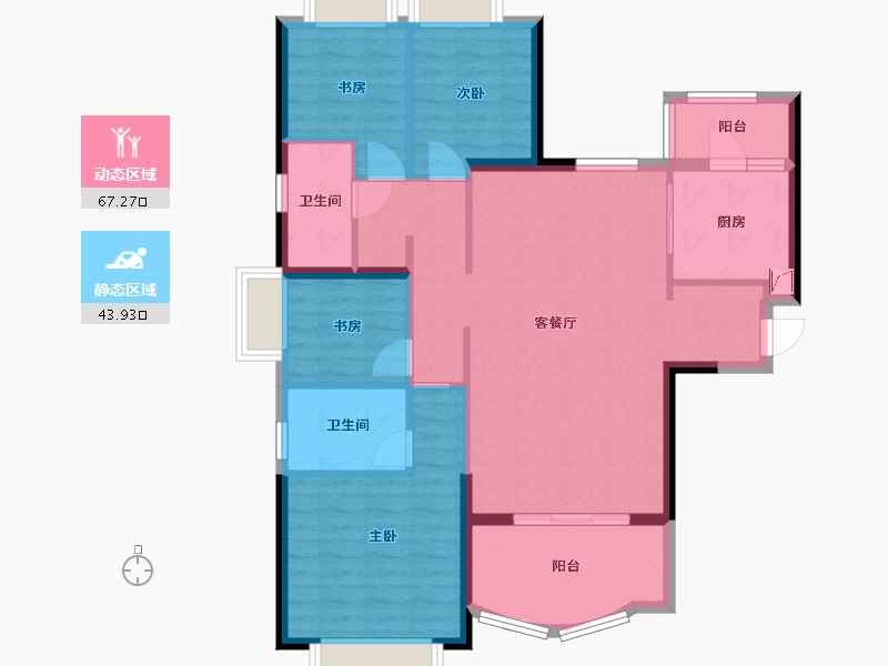 湖南省-常德市-汉寿恒大御府-100.12-户型库-动静分区