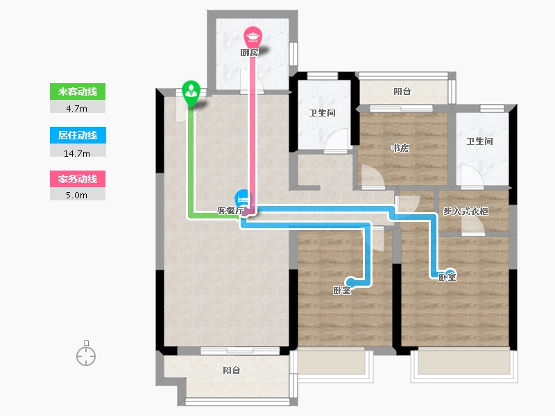 湖南省-岳阳市-中梁·首府-86.00-户型库-动静线