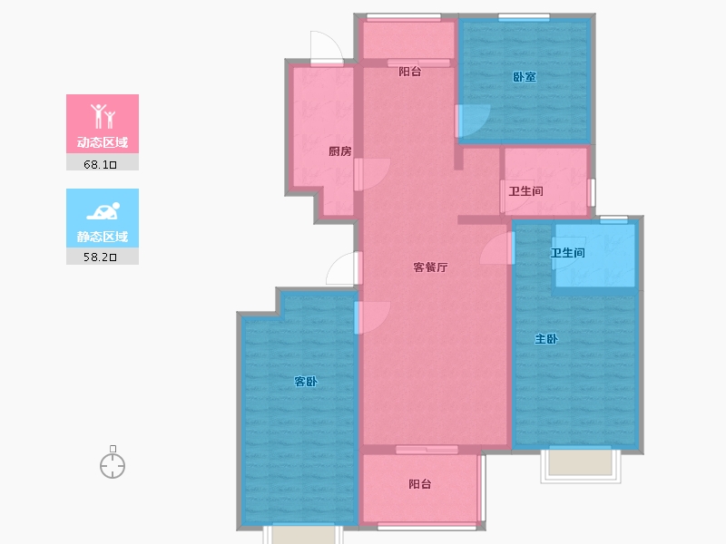 江苏省-苏州市-巴黎春天-113.01-户型库-动静分区