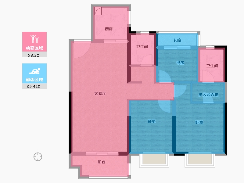 湖南省-岳阳市-中梁·首府-86.99-户型库-动静分区