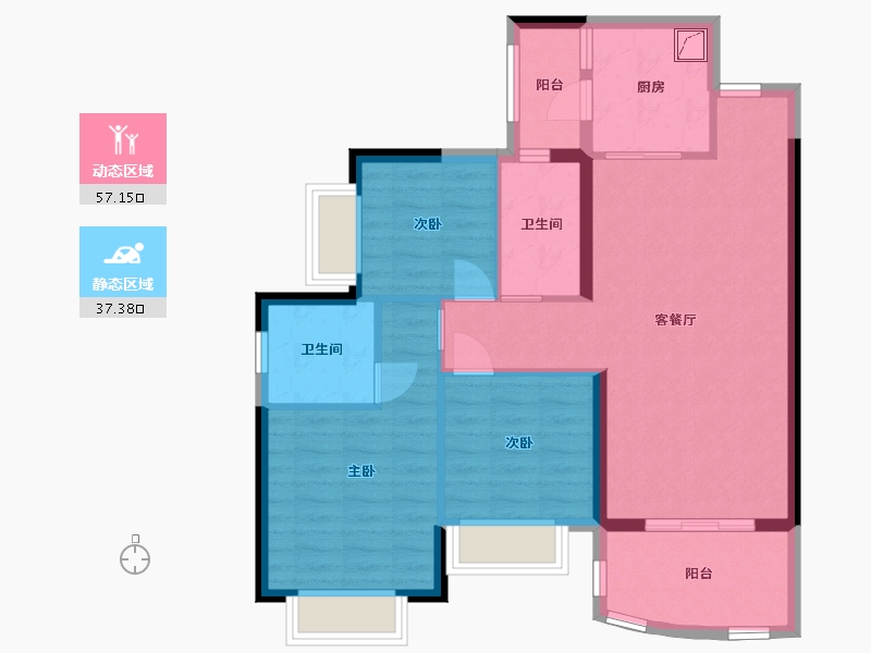 湖南省-常德市-汉寿恒大御府-84.50-户型库-动静分区