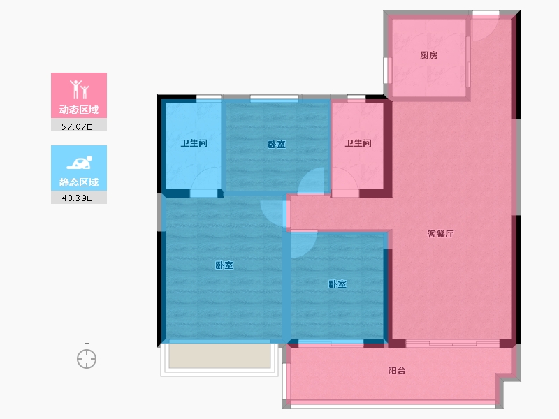 广东省-广州市-华耀碧桂园·十里江湾-87.77-户型库-动静分区