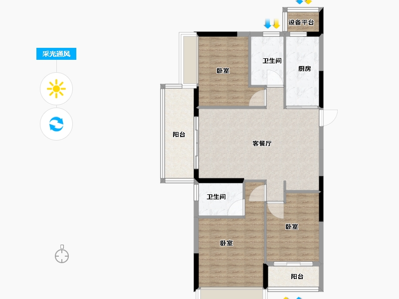 浙江省-嘉兴市-恒大滨海御府-100.00-户型库-采光通风