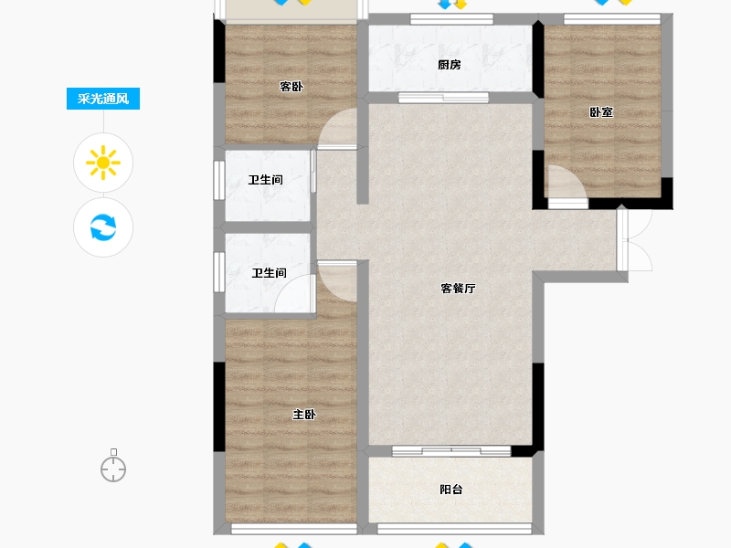 湖南省-怀化市-宏晟·公园府-84.09-户型库-采光通风