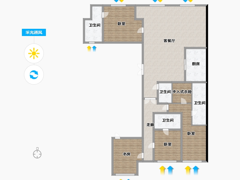 辽宁省-大连市-大连恒大时代峯汇-216.01-户型库-采光通风