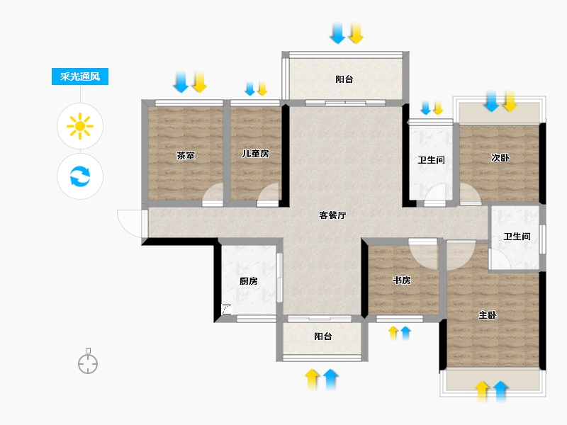 湖南省-怀化市-水岸龙腾--观江府-108.91-户型库-采光通风