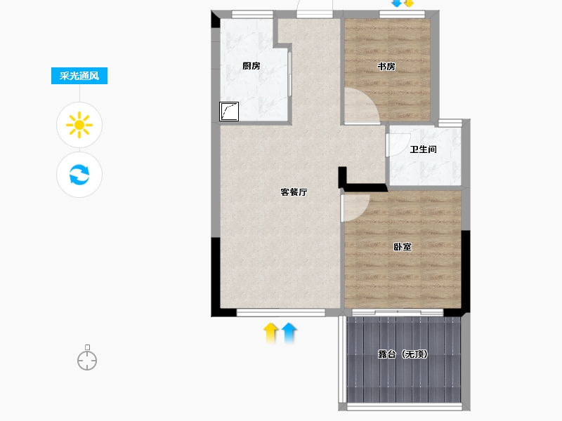 浙江省-嘉兴市-孔雀城·翰峰云邸-66.00-户型库-采光通风