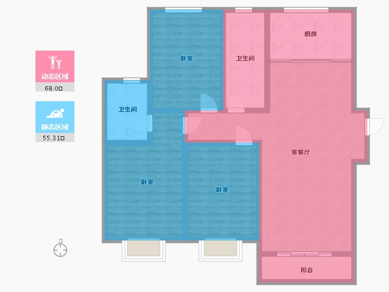 山东省-淄博市-创业齐韵韶苑-110.58-户型库-动静分区