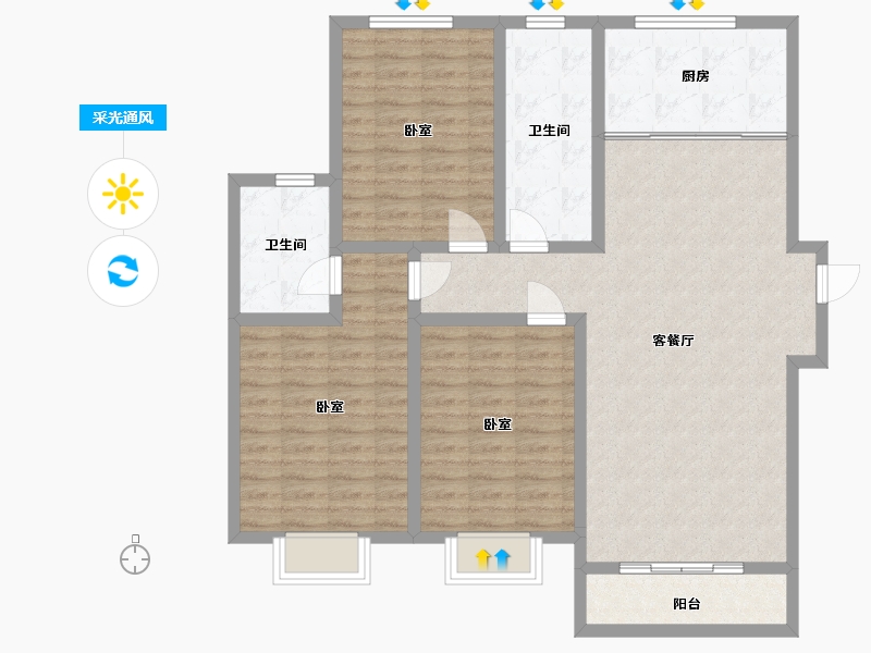 山东省-淄博市-创业齐韵韶苑-110.58-户型库-采光通风