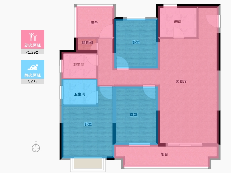 湖南省-岳阳市-中梁·首府-102.00-户型库-动静分区