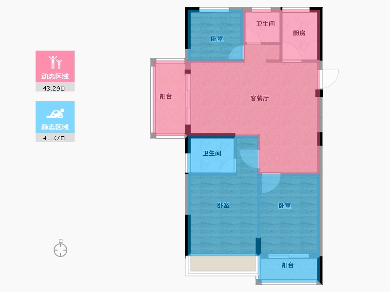 浙江省-嘉兴市-紫金公园府-76.00-户型库-动静分区