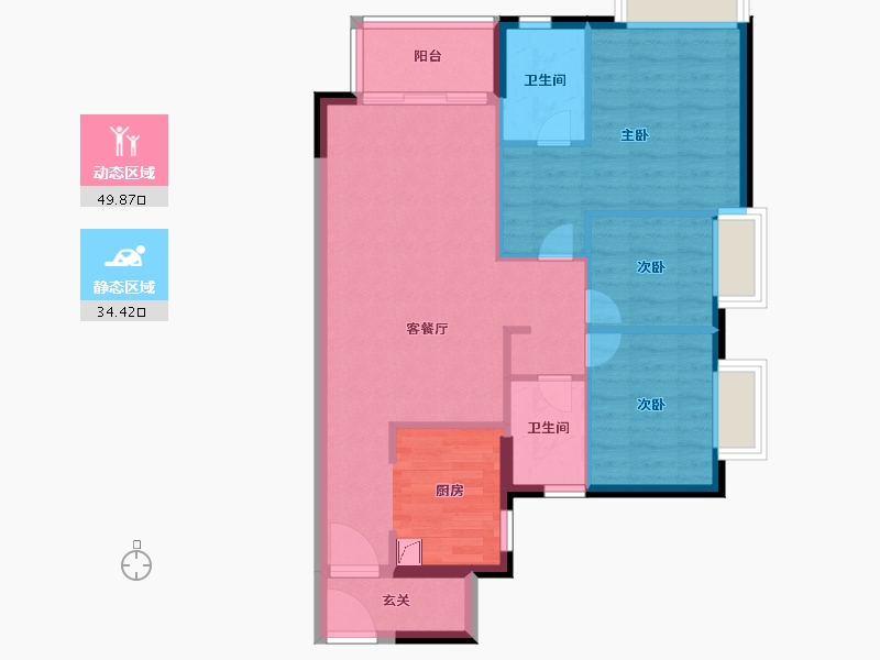 广东省-清远市-时代香海彼岸-75.56-户型库-动静分区