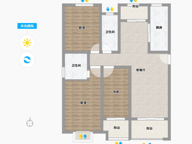 河南省-开封市-锦官城-106.22-户型库-采光通风