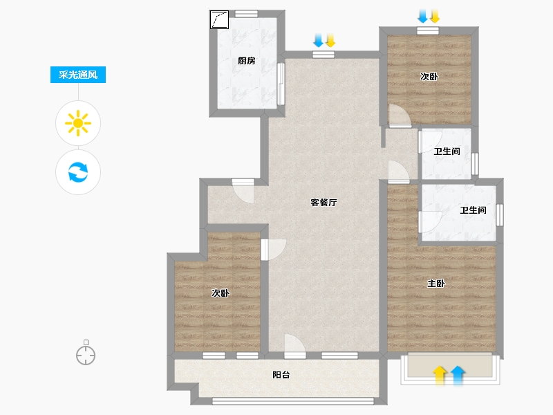 山东省-潍坊市-中梁龙玺台-96.00-户型库-采光通风