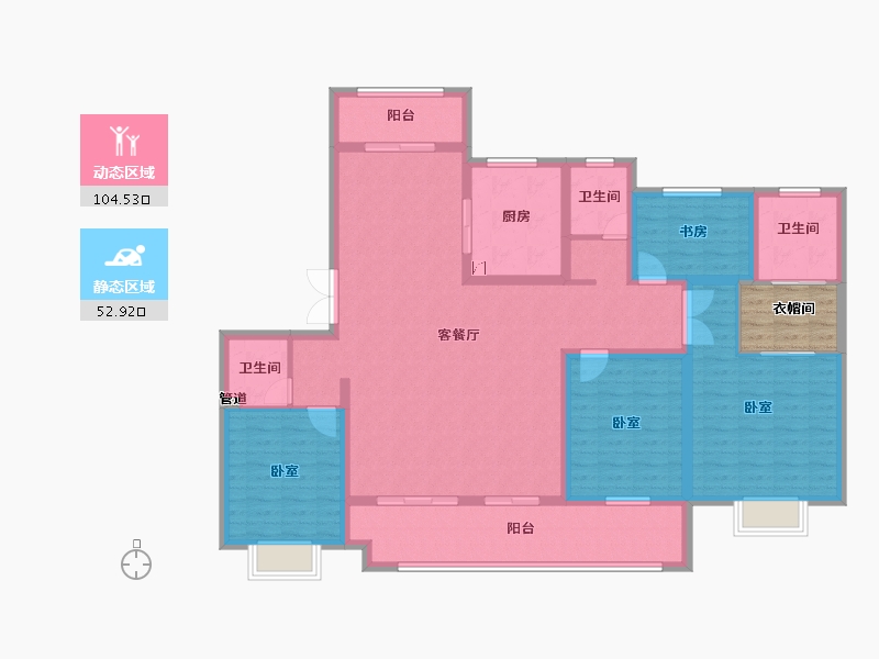 安徽省-宣城市-凤形桃花源-146.43-户型库-动静分区