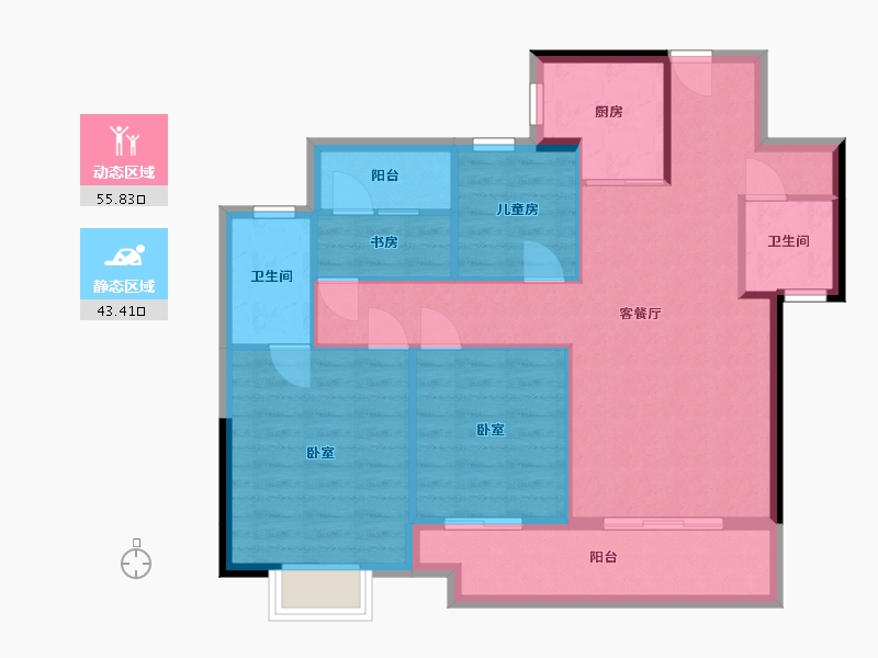 湖南省-衡阳市-绿地衡阳城际空间站-89.59-户型库-动静分区