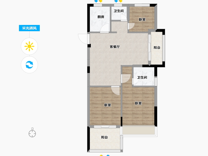 浙江省-嘉兴市-紫金公园府-74.00-户型库-采光通风