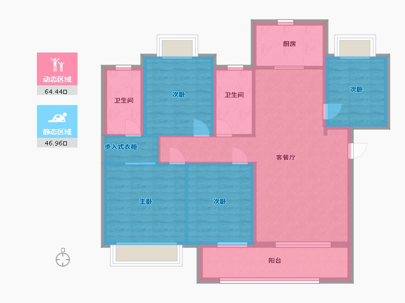 湖南省-长沙市-东原麓印长江-100.00-户型库-动静分区