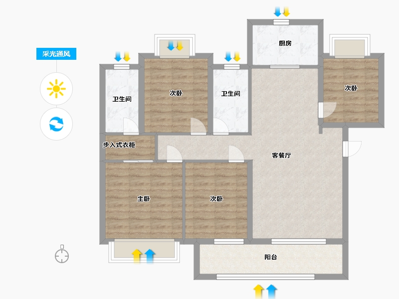 湖南省-长沙市-东原麓印长江-100.00-户型库-采光通风