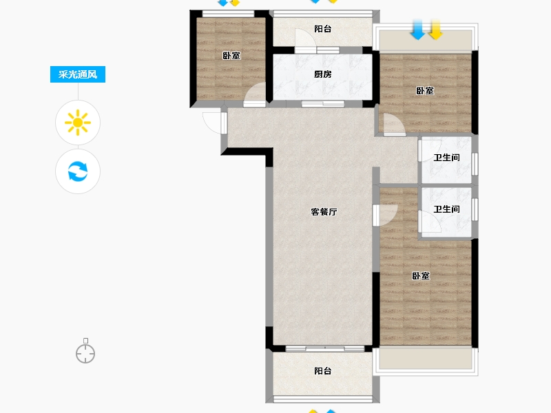 广东省-广州市-华耀碧桂园·十里江湾-89.79-户型库-采光通风