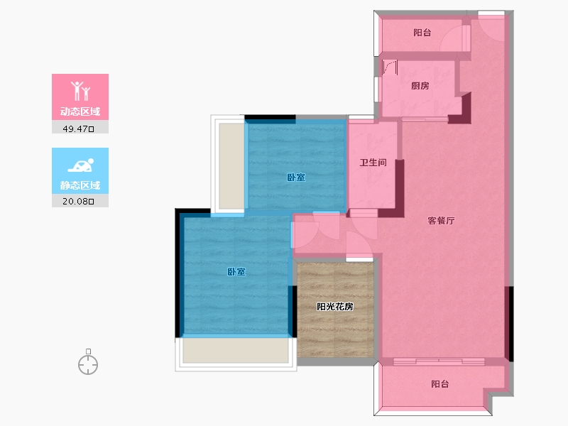 广东省-珠海市-昆仑·书香门邸-67.77-户型库-动静分区