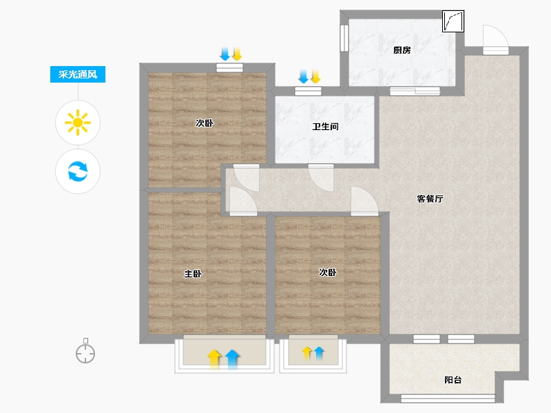 山东省-潍坊市-中梁龙玺台-82.19-户型库-采光通风