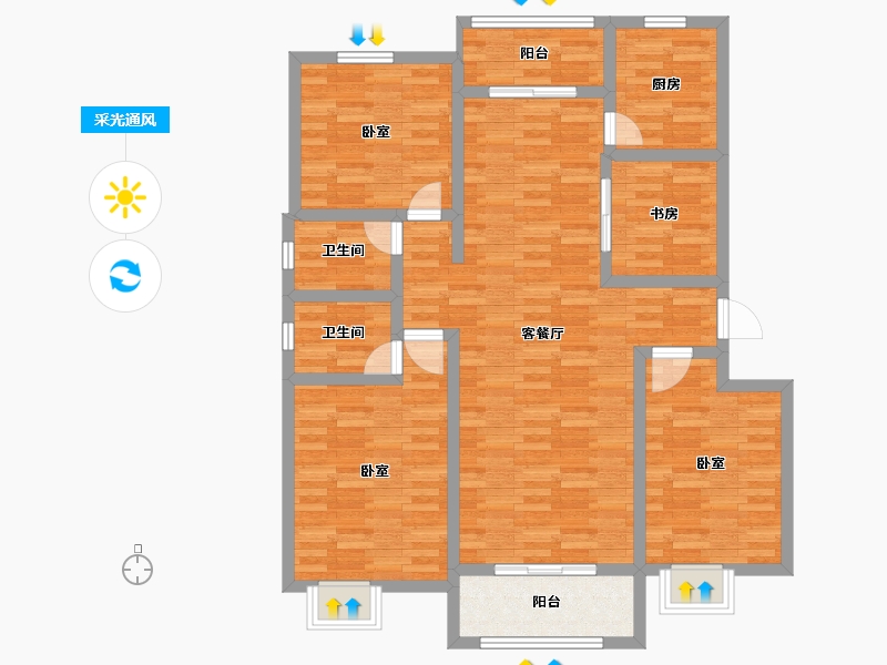 河南省-开封市-美居·红枫御景-110.00-户型库-采光通风