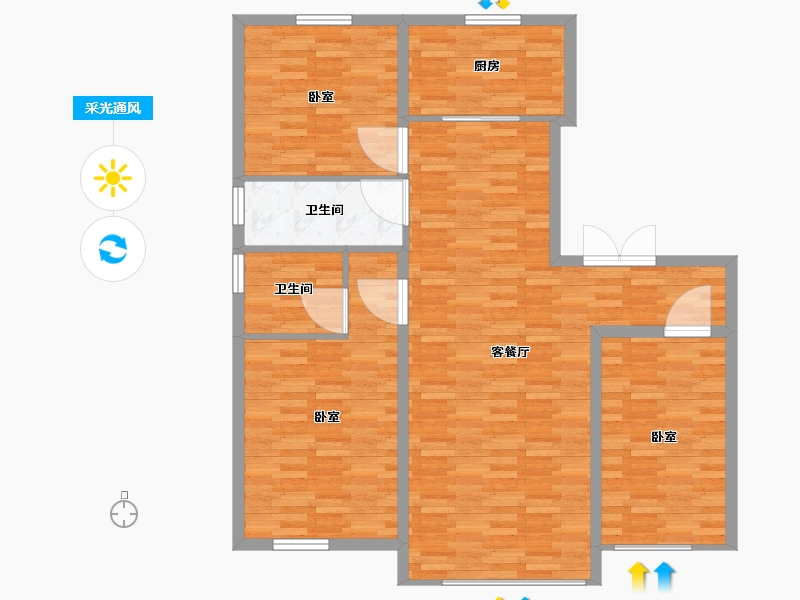 辽宁省-大连市-碧桂园·桃源-111.00-户型库-采光通风